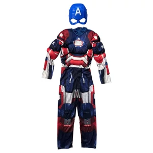 Új 6-8 év (122-128) Amerika Kapitány izmosított jelmez maszkkal, M