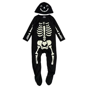 1-1,5 év (86) F&F Halloween foszforeszkáló csontváz rugdalózó, pizsama, jelmez sapkával 1-1,5 év (86) F&F Halloween foszforeszkáló csontváz rugdalózó, pizsama, jelmez sapkával