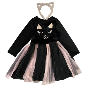5-6 év (110-116) Halloween fekete cica ruha, jelmez cicafül hajráffal 5-6 év (110-116) Halloween fekete cica ruha, jelmez cicafül hajráffal
