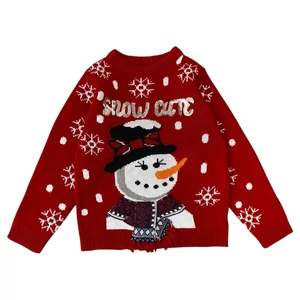 5-6 év (110-116) Hóemberes karácsonyi kötött pulóver