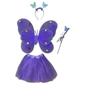 Új 3-6 év (98-116) Világító pillangó jelmez lila