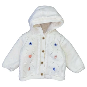 3-6 hó (68) Nutmeg virágos bélelt kötött kardigán