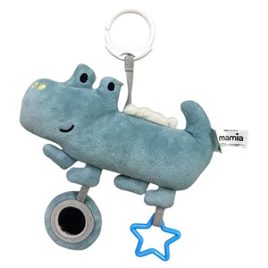 Mamia plüss krokodil csörgős babajáték rágókával, akasztóval 22 cm