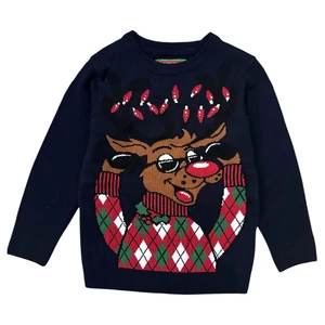 5-6 év (116) Rénszarvasos karácsonyi kötött pulóver