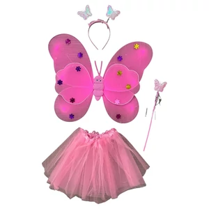 Új 3-6 év (98-116) Világító pillangó jelmez rózsaszín