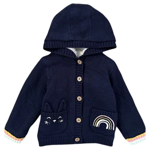 3-4 év (104) Nutmeg cicás bélelt kötött kardigán