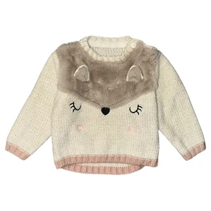 9-12 hó (80) Nutmeg rókás kötött pulóver