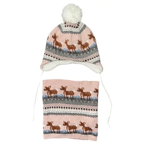 6-12 hó (74-80) H&amp;M őzikés bélelt sapka, sál szett