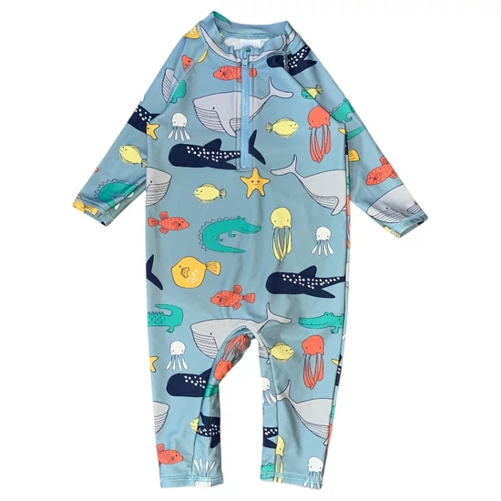 9-12 hó (80) M&amp;S víziállatos uv szűrős fürdőruha, úszóoverál