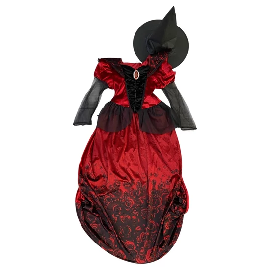 10-12 év (146-152) Tu Halloween Drakula grófnő, boszorkány abroncsos jelmez kalappal