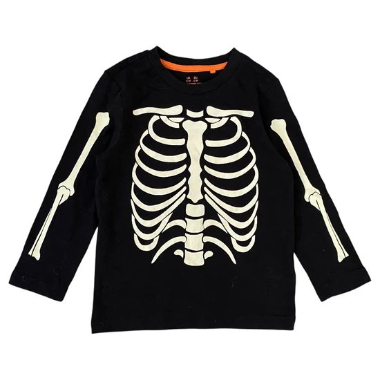 2-3 év (98) F&amp;F Halloween foszforeszkáló csontvázas felső