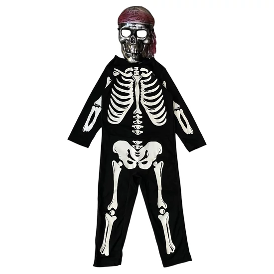 3-4 év (104) H&amp;M Halloween foszforeszkáló csontváz jelmez maszkkal, pizsama, jelmez