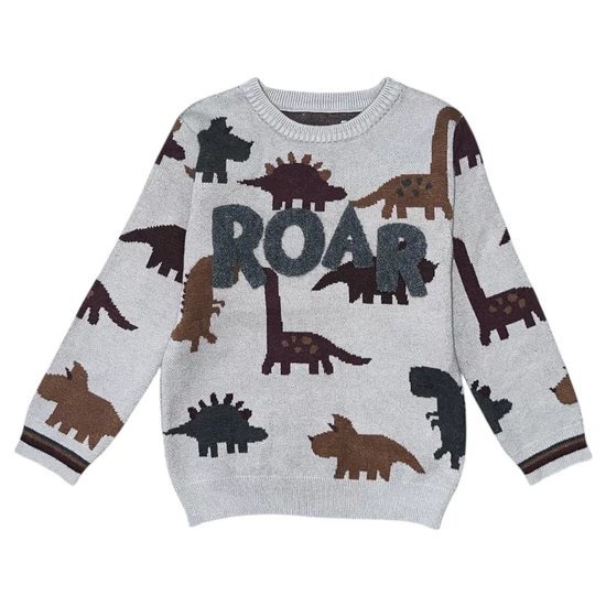 4-5 év (110) Nutmeg dínós kötött pulóver